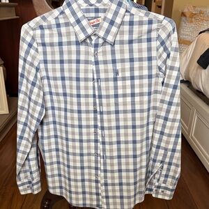 johnnie-O Navy and White Checkered Button Down Shirt